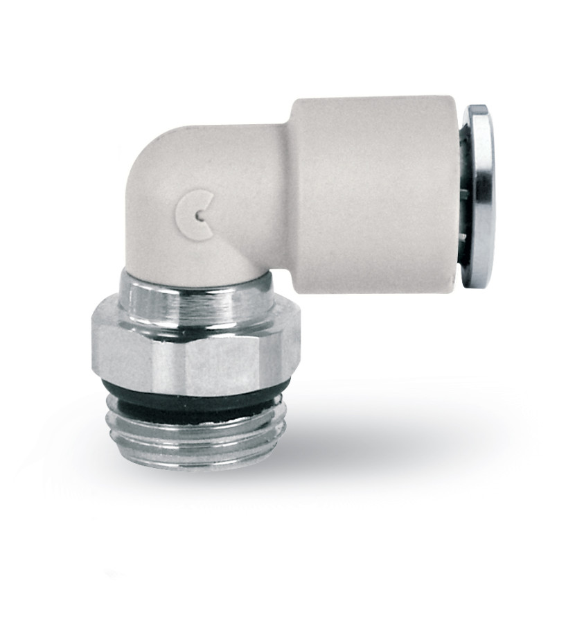 Фитинг цанга угловой поворотный 16-G1/2", пластик